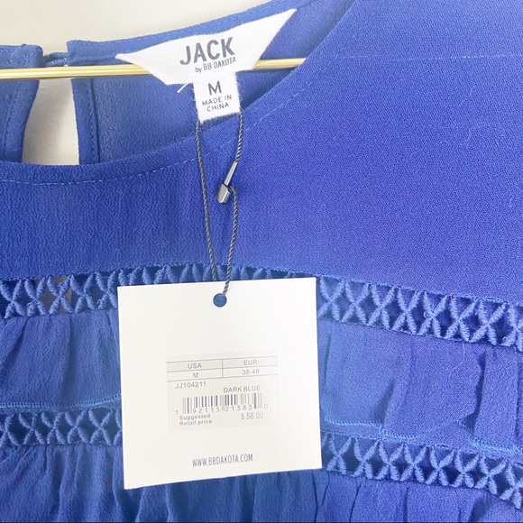 Jack by BB Dakota Revolve Blue Hi-Low Ruffle Top - Picture 8 of 9
